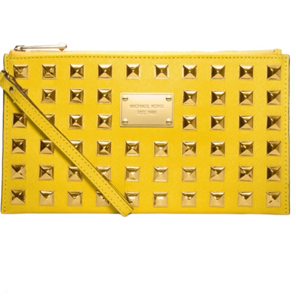 MK Michael Kors Stud Clutch Yellow